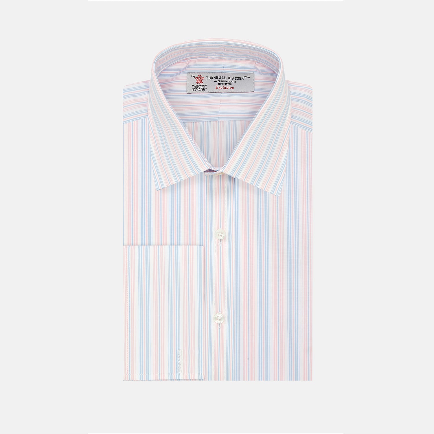 Pink, Blue & White Stripe Poplin Cotton Regular Fit Shirt with T&A Collar & Double Cuff