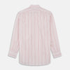 View 3 of product Turnbull & Asser Pink and White Stripe Twill Cotton Regular Fit Shirt with T&A collar and double cuffs, neatly displayed on a plain white background.
