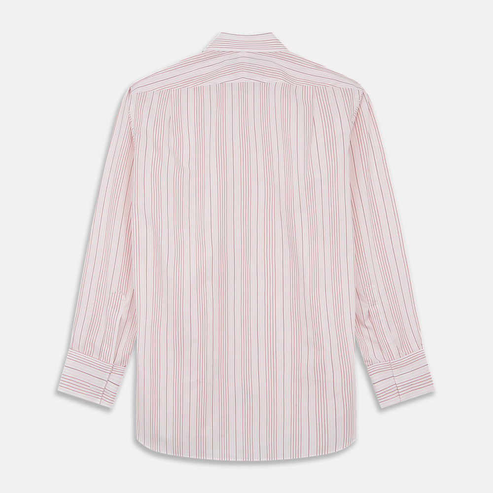 Pink And White Stripe Twill Cotton Regular Fit Shirt with T&A Collar And Double Cuffs