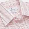 View 2 of product Turnbull & Asser Pink and White Stripe Twill Cotton Regular Fit Shirt with T&A collar and double cuffs, neatly displayed on a plain white background.