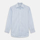 Blue And White Stripe Twill Cotton Regular Fit Shirt with T&A Collar And Double Cuffs