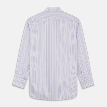 Purple And White Stripe Twill Cotton Regular Fit Shirt with T&A Collar And Double Cuffs Image 3