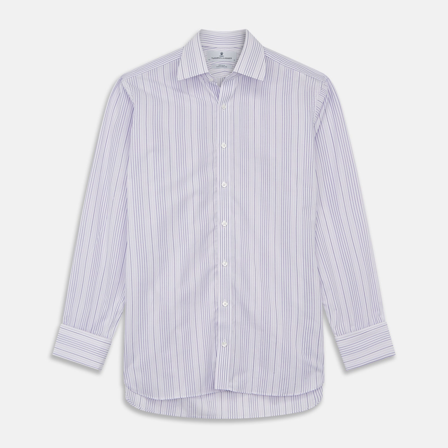 Purple And White Stripe Twill Cotton Regular Fit Shirt with T&A Collar And Double Cuffs
