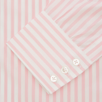 Pink & White Candy Stripe Poplin Regular Fit Shirt with T&A Collar & 3-Button Cuffs