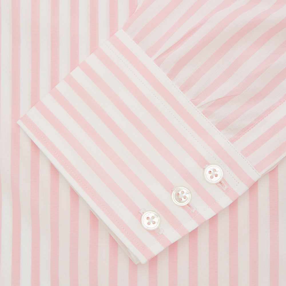 Pink & White Candy Stripe Poplin Regular Fit Shirt with T&A Collar & 3-Button Cuffs