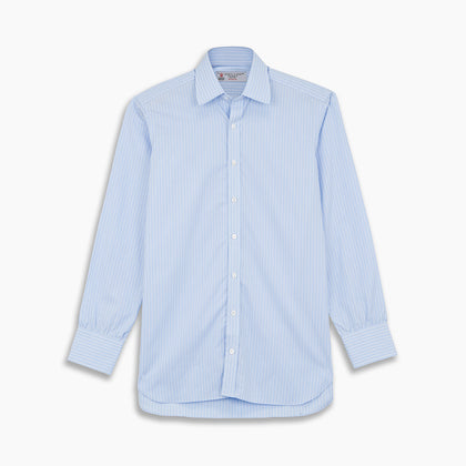 Light Blue Rich Stripe Shirt with T&A Collar and 3-Button Cuffs Image 3