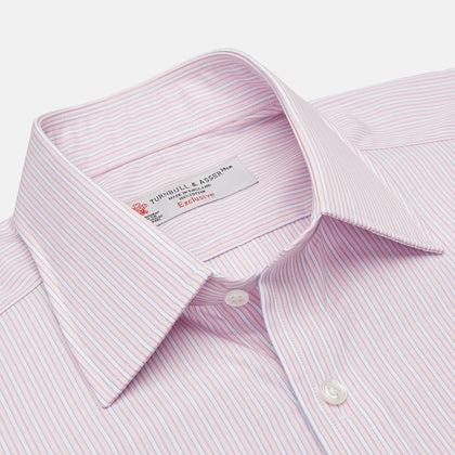 Pink Rich Stripe Shirt with T&A Collar and 3-Button Cuffs Image 2