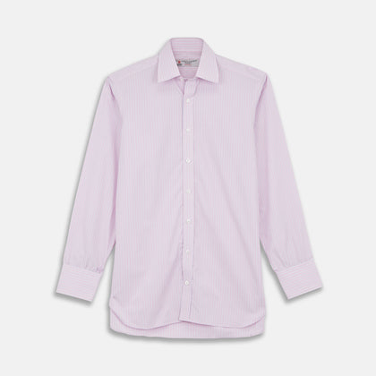 Pink Rich Stripe Shirt with T&A Collar and 3-Button Cuffs