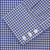 View 2 of product The Turnbull & Asser Navy & White Gingham Check Cotton Regular Fit Shirt features a T&A collar, 3-button cuffs, and is displayed neatly folded on a plain white background.