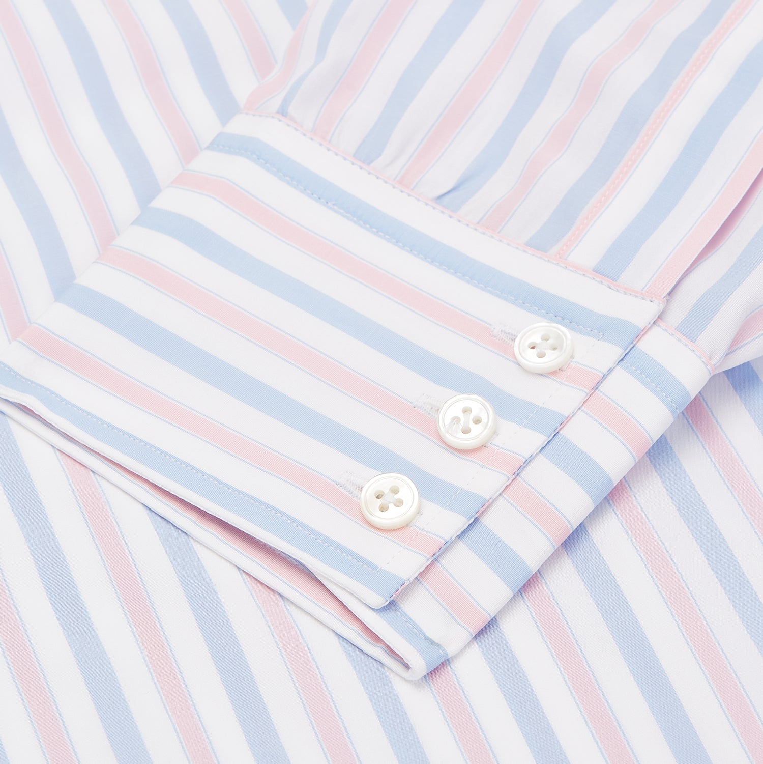 Blue and Pink Stripe Poplin Shirt with T&A Collar and 3-Button Cuffs