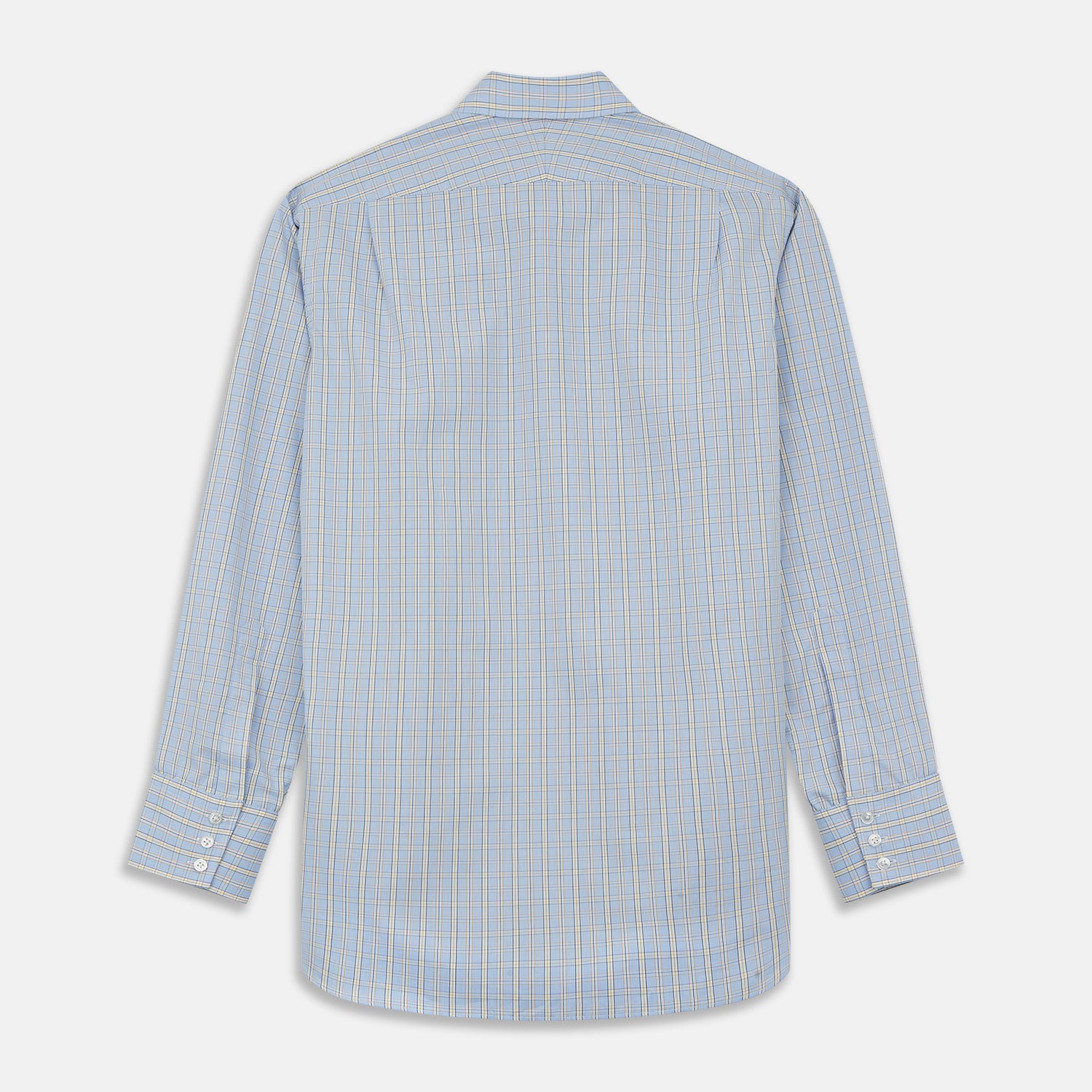 Blue And Yellow Check Poplin Cotton Regular Fit Shirt with T&A Collar and 3-Button Cuffs