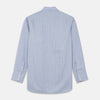 View 4 of product The Turnbull & Asser Blue and Pink Check Poplin Cotton Regular Fit Shirt features a T&A collar, 3-button cuffs, and a blue and pink check pattern, shown laid flat on a white background.