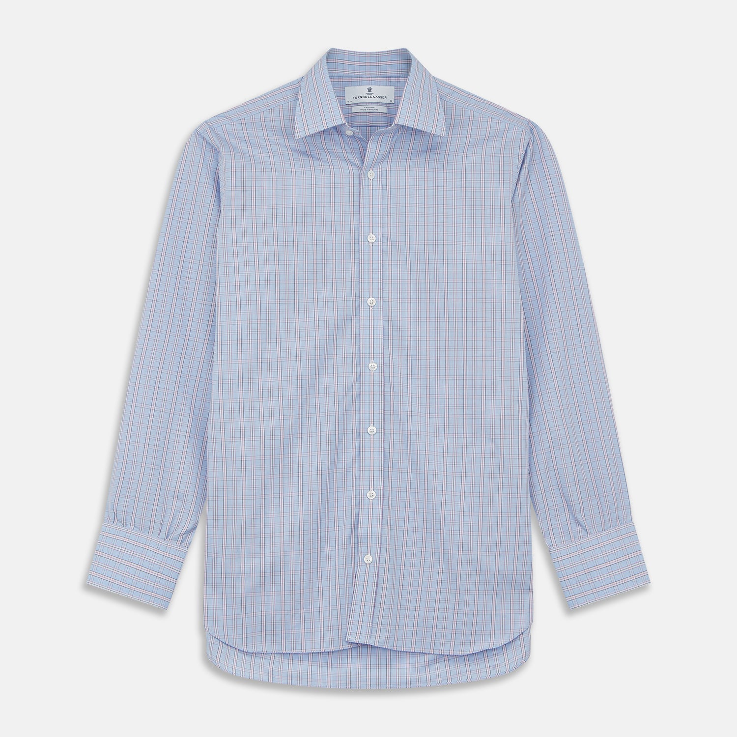 Blue And Pink Check Poplin Cotton Regular Fit Shirt with T&A Collar and 3-Button Cuffs