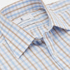 Blue and Brown Check Poplin Shirt with T&A Collar and 3-Button Cuffs