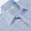 Blue Fine Check Shirt with T&A Collar and Three-Button Cuffs