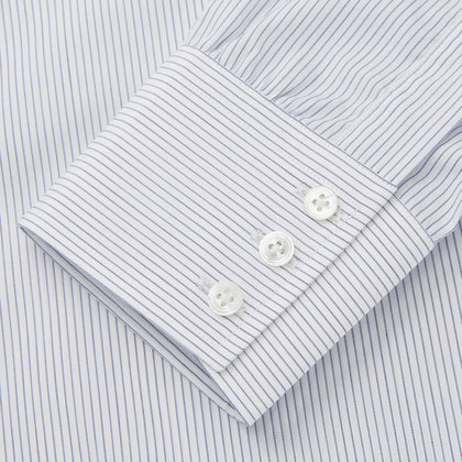 White And Blue Stripe Sea Island Quality Cotton Shirt With T&A Collar and 3-Button Cuffs Image 2