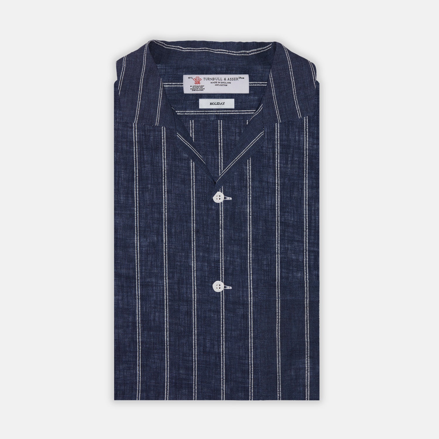 Holiday Fit Stripe Linen Short Sleeve Shirt with Revere Collar