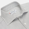 Tailored Fit Grey and White Pinstripe Shirt with Kent Collar and 2-Button Cuffs