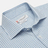 Tailored Fit Light Blue Gingham Shirt with Kent Collar and 2-Button Cuffs