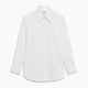 White Herringbone Tailored Fit Cotton Shirt with Long Point Collar and 2-Button Cuff