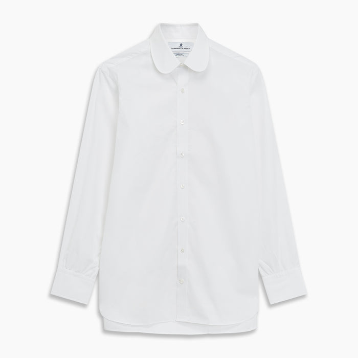 Plain White Regular Fit Cotton Shirt with Round Collar and 3-Button Cuffs Image 2