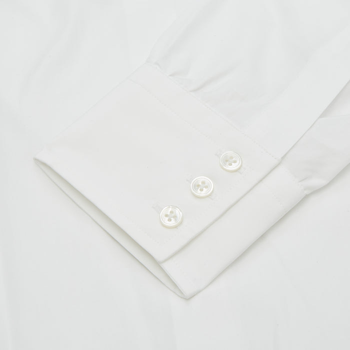 Plain White Regular Fit Cotton Shirt with Round Collar and 3-Button Cuffs Image 1