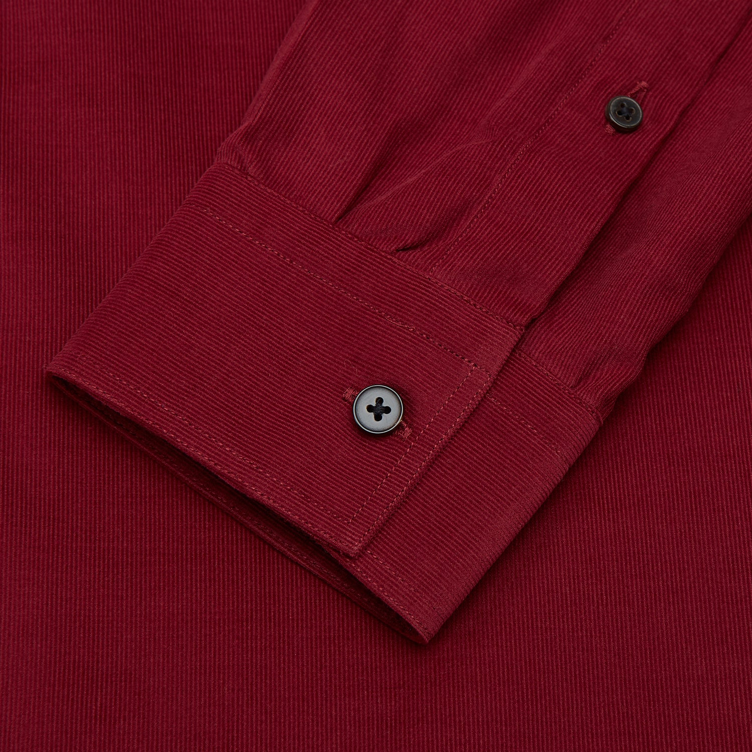 Burgundy Corduroy Officer Weekend Fit Shirt with Dorset Collar and One-Button Cuffs