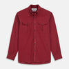 Burgundy Corduroy Officer Weekend Fit Shirt with Dorset Collar and One-Button Cuffs