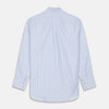 View 4 of product The Turnbull & Asser Blue and White Fine Stripe Oxford Weekend Fit Shirt features a Dorset collar and 1-button cuffs, shown laid flat on a white background. Part of our Weekend Fit shirts collection.