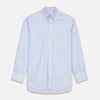 View 1 of product The Turnbull & Asser Blue and White Fine Stripe Oxford Weekend Fit Shirt features a Dorset collar and 1-button cuffs, shown laid flat on a white background. Part of our Weekend Fit shirts collection.