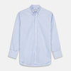 View 1 of product The Turnbull & Asser Blue and White Bengal Stripe Oxford Weekend Fit Shirt features a Dorset collar and 1-button cuffs, shown laid flat on a white background.