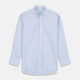 Blue and White Bengal Stripe Oxford Weekend Fit Shirt with Dorset Collar and 1-Button Cuffs