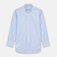Blue and White Broad Stripe Oxford Weekend Fit Shirt with Dorset Collar and 1-Button Cuffs