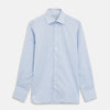 View 1 of product Turnbull & Asser Blue & White Twill Cotton Stripe Tailored Fit Shirt with Bury collar and 3-button cuffs, laid flat on a white background.