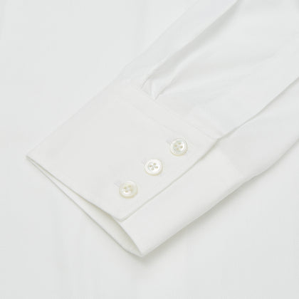 Plain White Oxford Tailored Fit Cotton Shirt with Bury Collar and 3-Button Cuffs