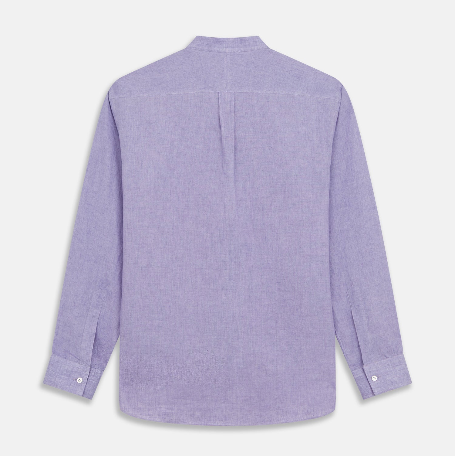 Lilac Weekend Fit Linen Blake Shirt with Stand Collar and 1-Button Cuffs