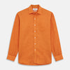 Orange Weekend Fit Linen Nevis Shirt with Derby Collar and 1-Button Cuffs