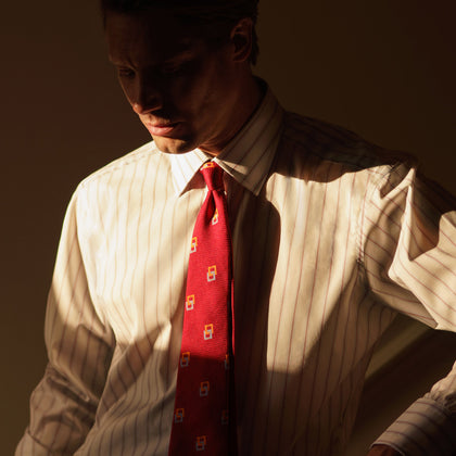 Red and Blue Multi-stripe Cotton Regular Fit Mayfair Shirt