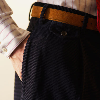 Navy Horizontal Cord Nolan Trousers