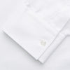 View 3 of product The Turnbull & Asser White Chambray Weekend Fit Shirt features a Dorset collar, 1-button cuffs, and a front pocket. Its clean design stands out against a plain white background—perfect for fans of classic Weekend Fit shirts.