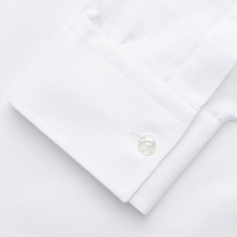 White Chambray Weekend Fit Shirt with Dorset Collar and 1-Button Cuffs