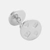 View 2 of product The Turnbull & Asser Sterling Silver Embossed Hatton Cufflinks feature engraved faces linked for double cuff shirts, displayed on a plain white background and inspired by Birmingham Jewellery Quarter craftsmanship.
