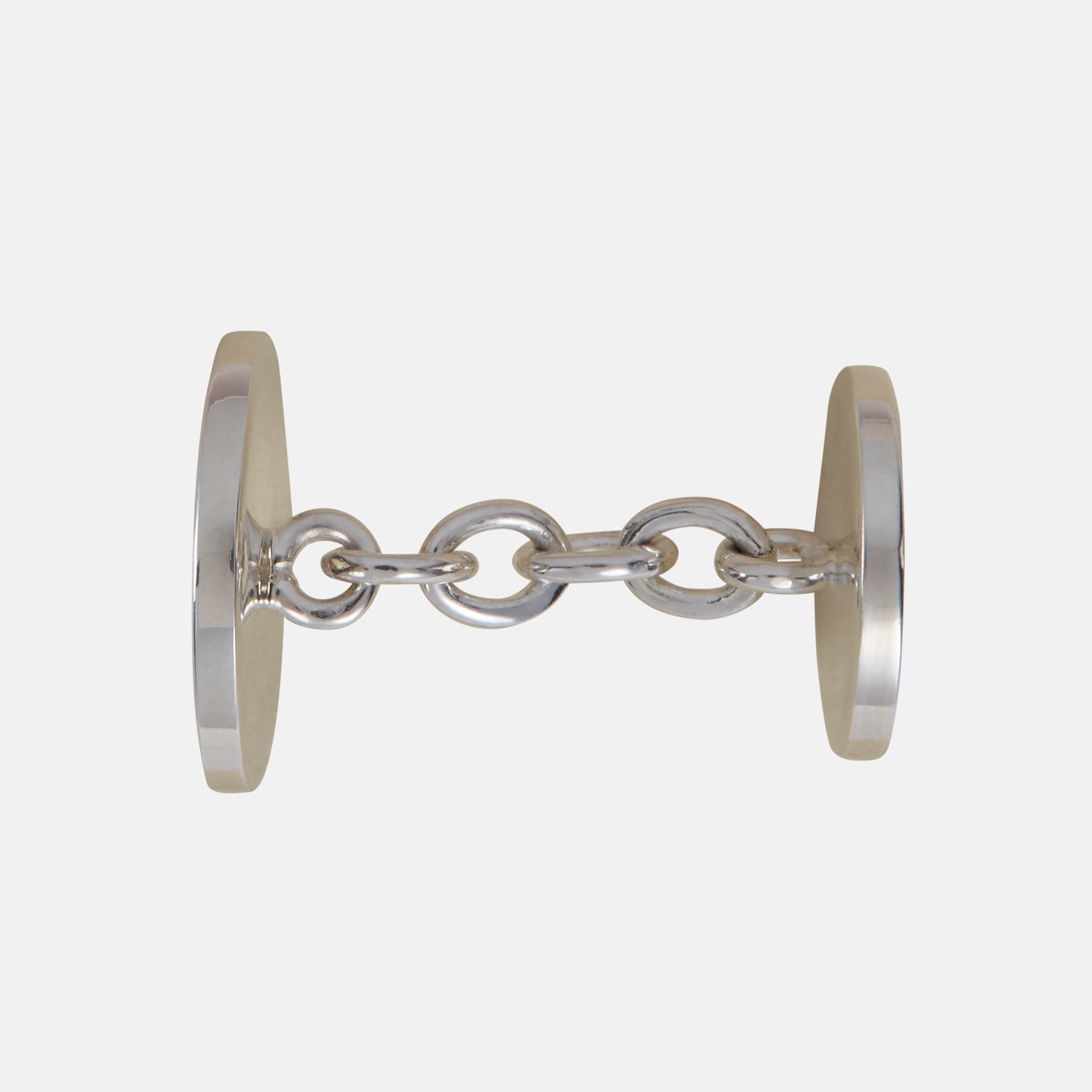 View 3 of product The Turnbull & Asser Sterling Silver Embossed Hatton Cufflinks feature engraved faces linked for double cuff shirts, displayed on a plain white background and inspired by Birmingham Jewellery Quarter craftsmanship.