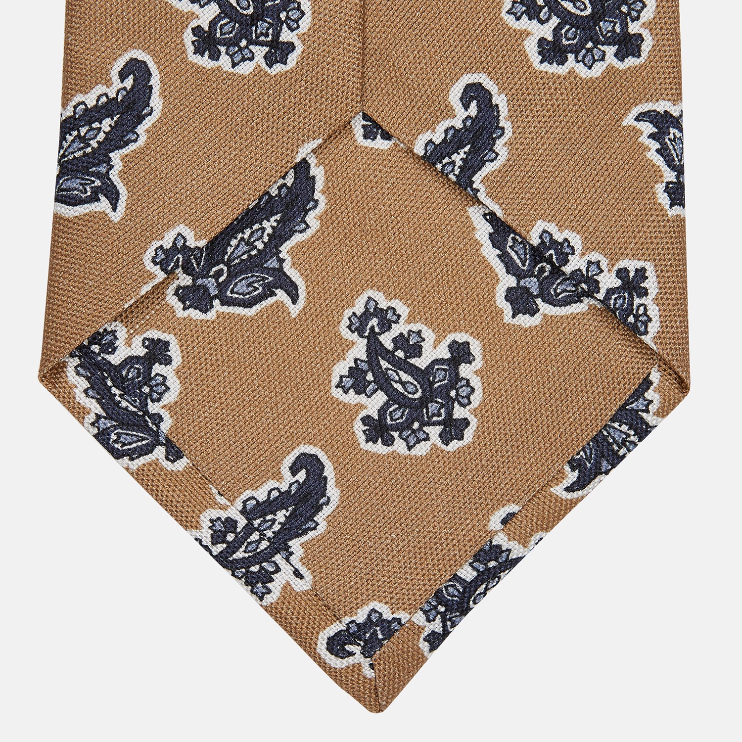 Toffee Paisley Floral Cotton Silk Blend Tie