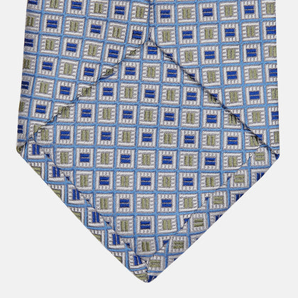 Blue and Yellow Geometric Silk Jacquard Tie Image 2