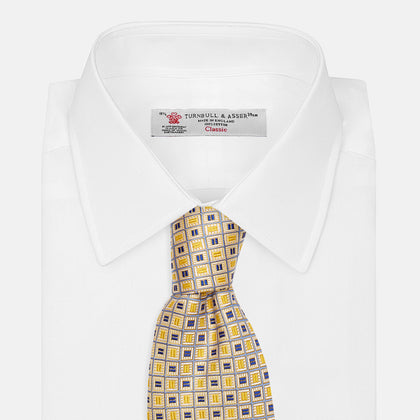 Yellow Fine Square Slub Silk Tie Image 3