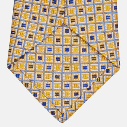 Yellow and Navy Geometric Silk Jacquard Tie Image 2