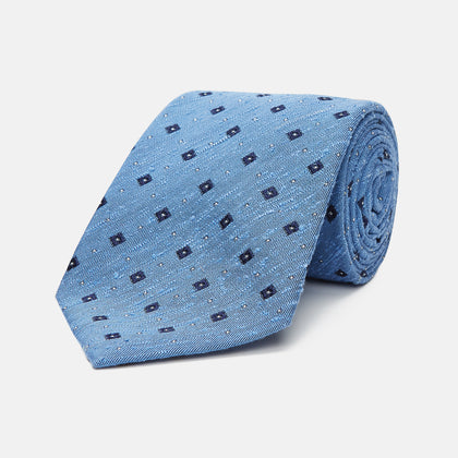 Dark Blue Fine Square Slub Silk Tie