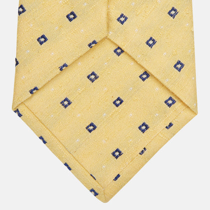 Yellow Fine Square Slub Silk Tie Image 2