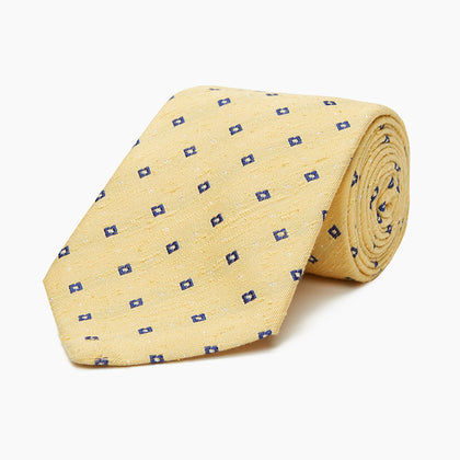 Yellow Fine Square Slub Silk Tie Image 4